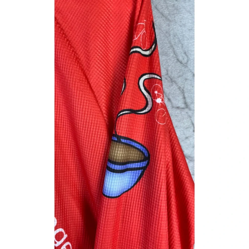 Canari Cycling Jersey Mens L Red Excellent Trailhead Coffee Long Sleeve Zip